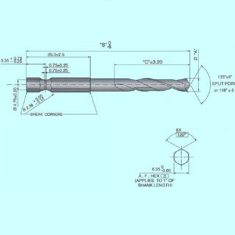 Сверло d 6,5х 63х122мм HSS шестигранный хв. \